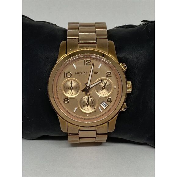 Michael Kors Runway MK5128 Women's Stainless Steel Analog Rose Dial Watch VK203 - Picture 1 of 12